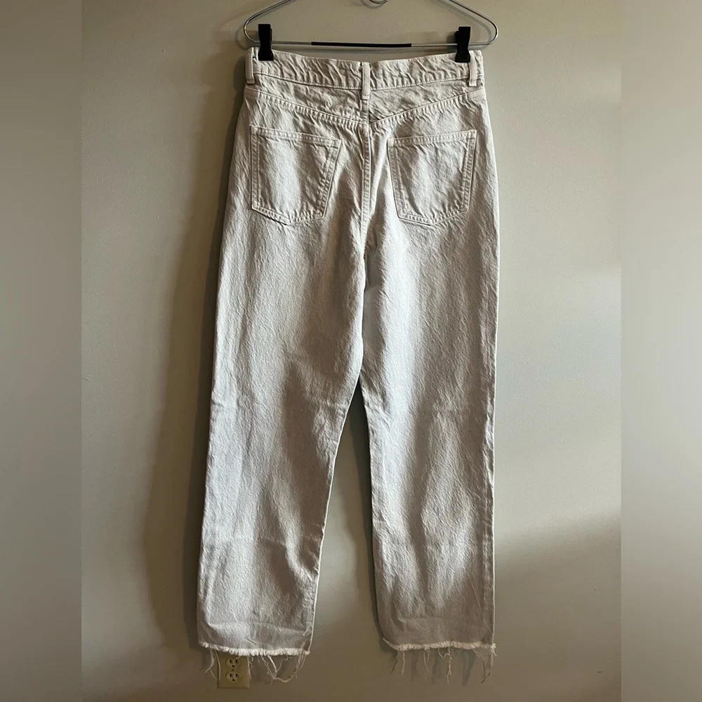 ZARA gray & white tie dye Grunge Pant Raw Hem wide Leg High Rise Jean size small